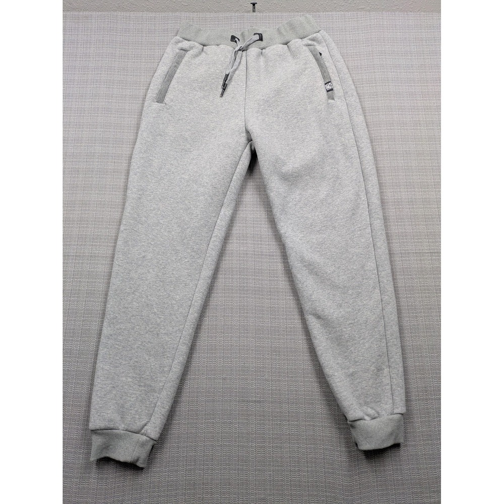 Fashion Sweatpants Mens Medium Gray Sherpa Fleece Lined Elastic Waist Zip Pocket
